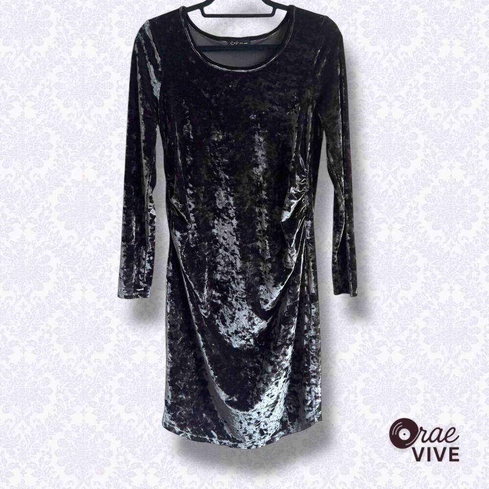 Cherish & Protect Maternity Dress Medium Pewter Crushed Velvet